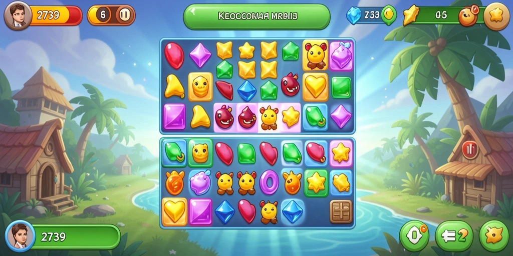 Tangkapan layar utama 2739 menampilkan gameplay Match-3 yang mengasyikkan.