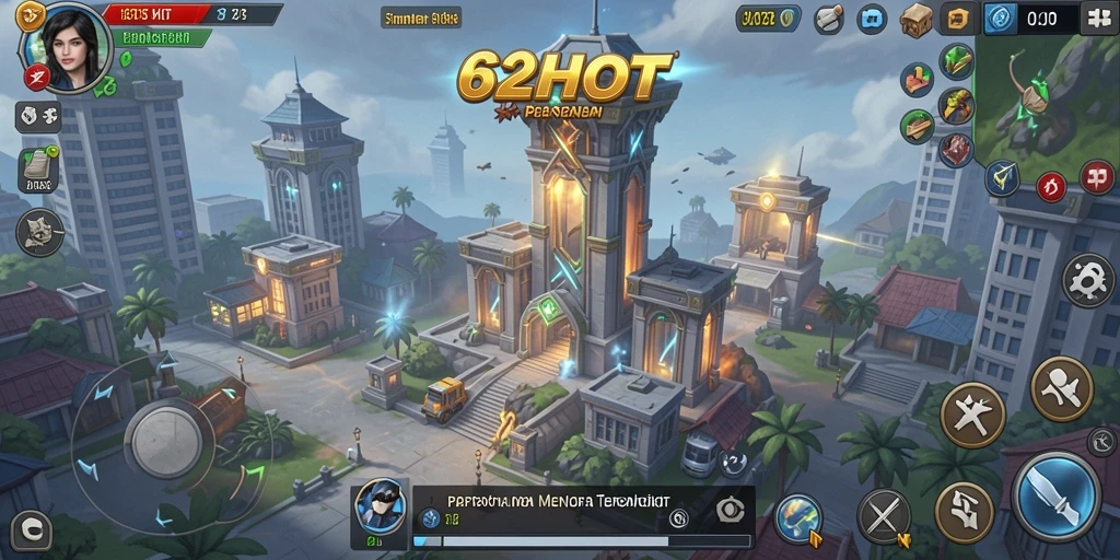 Tampilan dinamis dari gameplay Tower Defense di 62HOT.