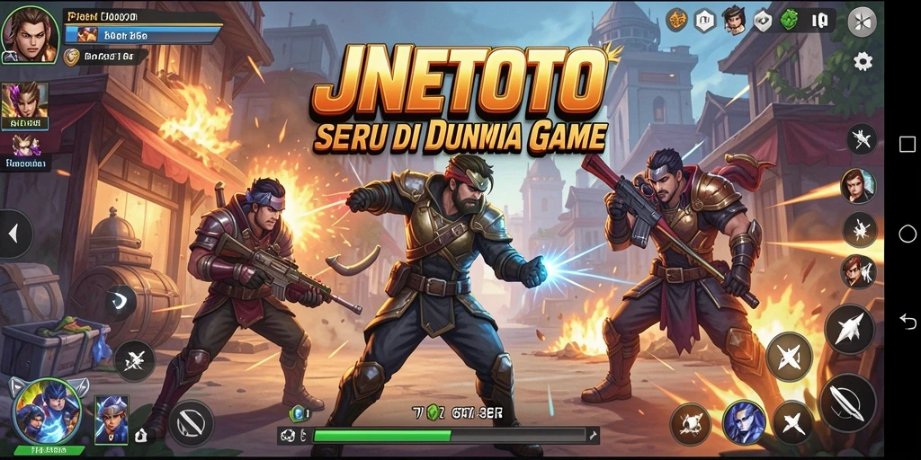 Tampilan screenshot JNETOTO menampilkan pertarungan epik antara karakter yang beragam.