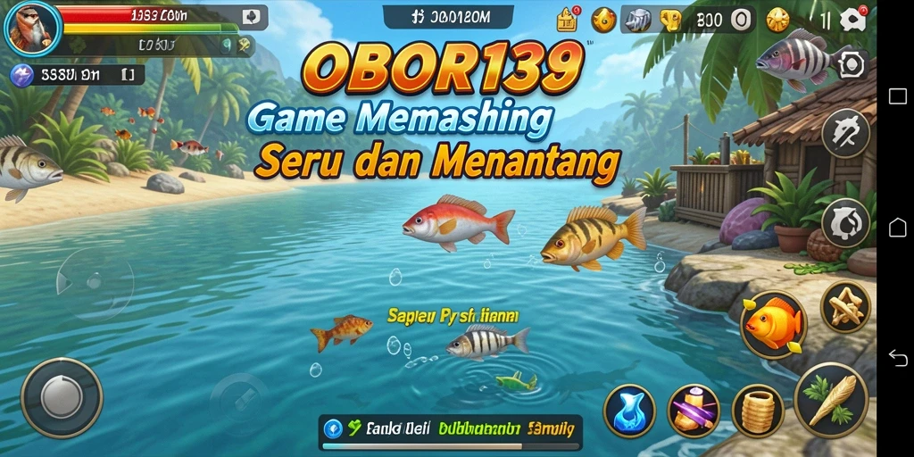 Tampilan gameplay OBOR138 dengan pemandangan memancing yang menawan.