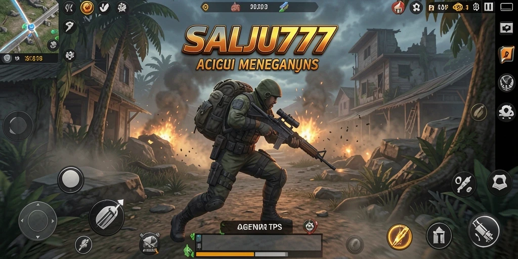 Tangkapan layar SALJU777 menampilkan aksi gameplay yang mendebarkan di medan perang.